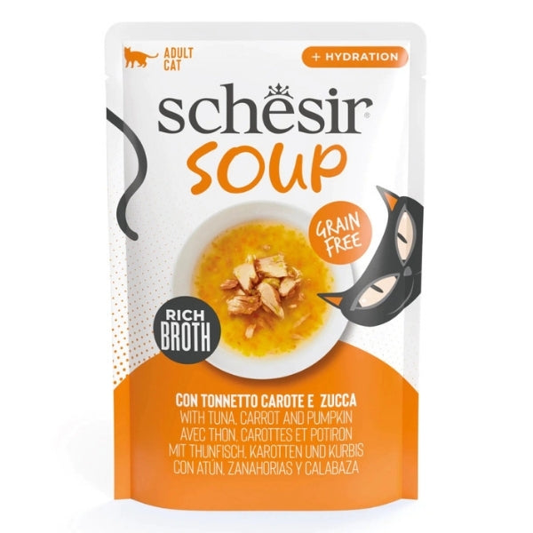 Schesir Soup Ton Balık Havuç ve Balkabaklı Pouch Yetişkin Kedi Çorbası